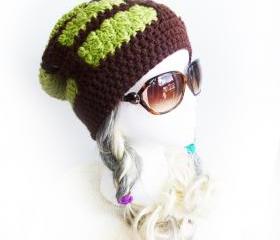 Baneling Beanie Starcraft 2 Zerg inspired gaming slouchy beanie crochet slouch hat Videogame Geeky gift green brown creature hat